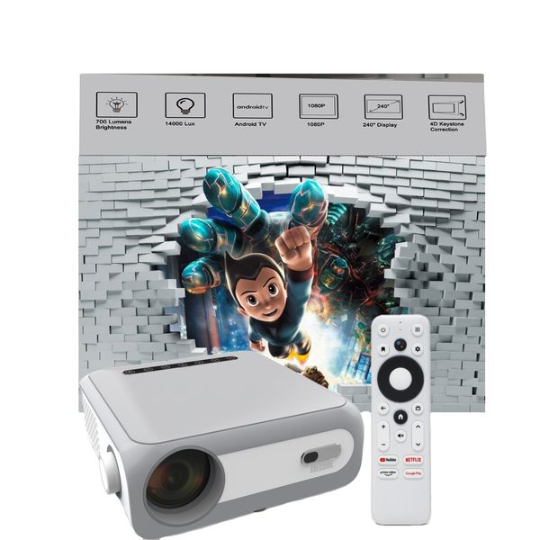 Flyin-KP1 1080P Mini clé TV Android 3D 4K Portable avec Netflix Home LCD projecteur Flyin intelligent HD