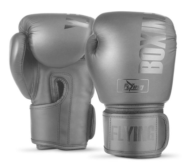 FLYING 10 12 14oz Guantes De Boxeo De cuero PU Muay Thai Guantes De Boxeo Fight MMA Sandbag guante De entrenamiento para hombres mujeres niños 2209979215