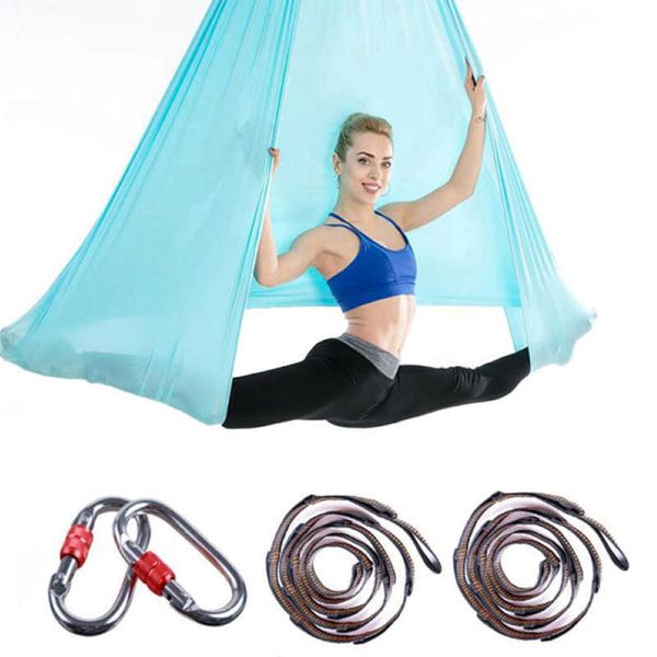 Flying-Aerial Yoga Hammock Fabric Swing Últimos cinturones de yoga antigravedad multifunción para Pilates de entrenamiento de yoga para SPOR Full Set H1026 205L