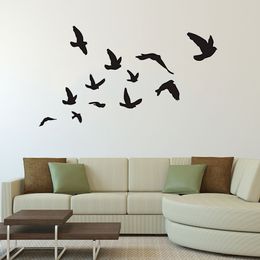 Autocollant mural oiseaux volants, lot de 12 autocollants muraux en vinyle pour bureau, décoration de la maison, art de la chambre, autocollant mural oiseaux pour salon