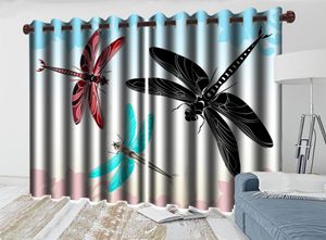 Vliegende Dragonfly 3D Animal Modern Curtain Home Improvement Living Room Slaapkamer Keuken Schilderij Muurschildering Black -out Curtains4345215