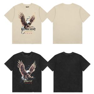 Aigle volant imprimé Representdesigner t-shirts col rond vintage do vieux coton lourd à manches courtes t-shirts lâches décontracté hauts t-shirt