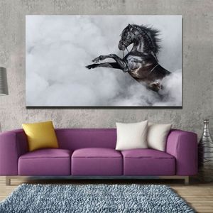 Vliegende paardenzwart canvas schilderijen voor woonkamer moderne dierenkunst decoratieve foto's canvas prints posters313t