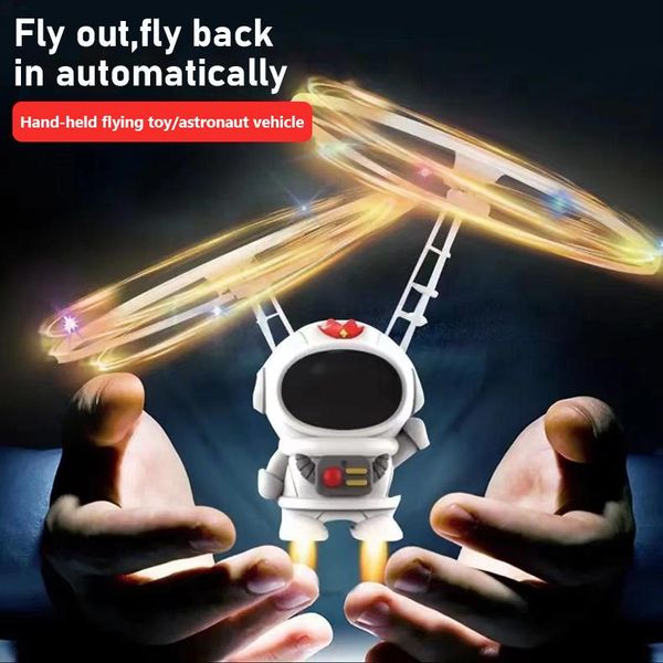 Robot volador Astronauta Novedad Juguetes para niños Simuladores Aviones Dron controlado a mano de alta tecnología Ala dual interactiva con luces Regalo al aire libre