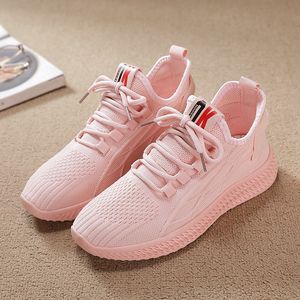 Flying Women 2021 Sports Running Shoes Femme Casual Student Lace-up Decor Knit Sneaker