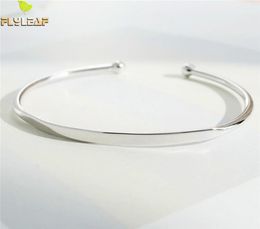 Flyleaf marque 100 925 argent Sterling lisse rond ouvert Bracelets Bracelets pour femmes minimalisme dame mode bijoux CX2007065788753