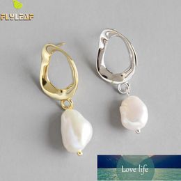 Boucles d'oreilles perles d'or irréguliers de style Flyleaf pour femmes 925 Sterling Silver Lady Bijoux de mode