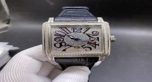 FM Sky Star Luxury Diamond Inslumed Platinum Watch 45 mm carré Calle numérique arabe Black Black Men039s Watchs7385268