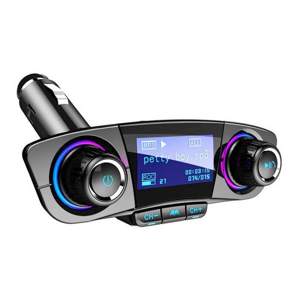 Transmetteur FM modulateur Aux Audio mains libres Bluetooth lecteur MP3 de voiture avec Charge intelligente double chargeur USB musique sans fil