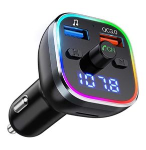Transmetteur FM Bluetooth 50 mains, Kit de voiture, lecteur MP3 avec lumière RGB 6 couleurs pour pièces extérieures, accessoires de voiture personnels78703073540328