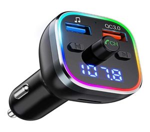 Transmetteur FM Bluetooth 50 mains, Kit de voiture, lecteur MP3 avec lumière RGB 6 couleurs pour pièces extérieures, accessoires de voiture personnels 78703079862080