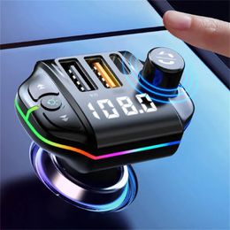 Transmisor Fm para coche compatible con Bluetooth A10, luz de ambiente colorido, transmisor FM BT 5,0, carga para coche, reproductor de MP3, cargador para coche