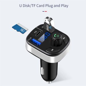 FM -zender externe microfoon dubbele USB PD Type C Fast Lading Car Charger Bluetooth 5.0 Handsfree Car FM Modulator