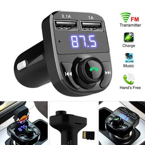 FM x8 Zender Aux Modulator Bluetooth Handsfree Kit Car Audio MP3 Speler met 3.1A Quick Charge Dual USB Charger
