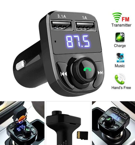 FM X8 TRANSMERTER AUX Modulateur Bluetooth Handsfree Kit Car o MP3 Player avec 3,1A Charge rapide Double chargeur USB9579453