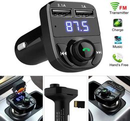 FM50 X8 FM Zender Aux Modulator Auto Kit Bluetooth Handsfree CAR O ontvanger MP3 -speler met 3.1A Quick Charge Dual USB CAR C met Box7213940