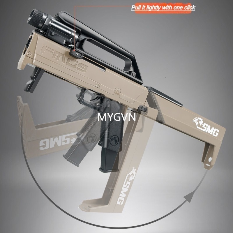 FMG 9 Folding Submachine Gun Toy Soft Bullet Blaster Manual Shounter Launcher For Adults Boys Children Outdoor 001