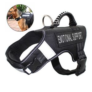 FML PET Harnas Reflecterende Verstelbare Service Hond Harnassen Groot Hond Vest Nylon Training Walking Dog Collar met plastic handvat 210712