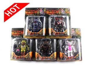 FNAF Vijf Nachten op Freddy039s Nachtmerrie Freddy Chica Kan worden gemonteerd bouwstenen PVC Actiefiguren model poppen Speelgoed 5pcs4513376