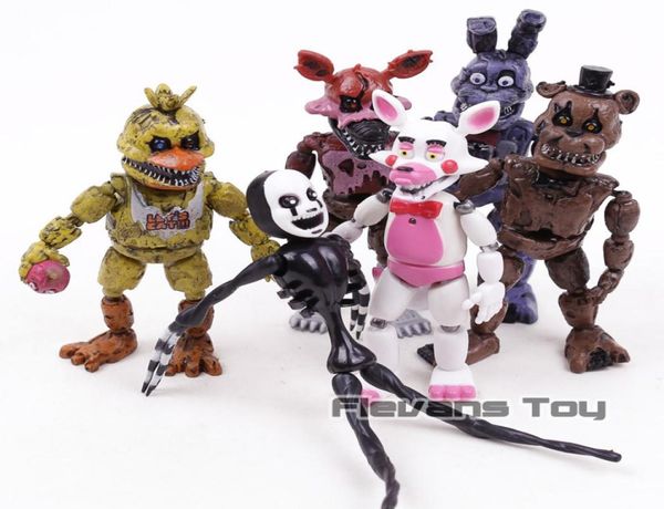FNAF Five Nights en Freddy039s Nightmare Freddy Chica Bonnie Funtime Foxy PVC Action Figures Juguetes 6pcsset C190415011937646