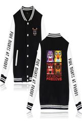 FNAF Five Nights At Freddy039s Uniforme de baseball zippé Vestes pour hommes Streetwear Hip Hop Harajuku Sweat 5 Freddy Hoodi7469348