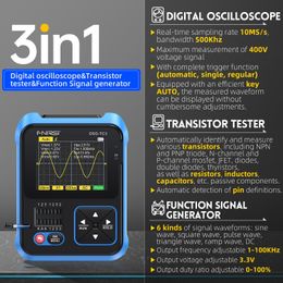 FNIRSI DSO-TC3 Testeur de transistor à oscilloscope numérique portable 3-en-1 Tension de capacité de support de support LCR détecter PWM OUT