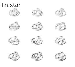 FNIXTAR 108134 mm en acier inoxydable Twelve Zodiac Metal Charms DIY Constellation pour les femmes Bijoux Making Mini Charms 12pcSlot3366375