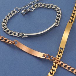 Fnixtar – Bracelet à chaîne cubaine en acier inoxydable, bijoux classiques avec rallonge, pour hommes et femmes, 10 pièces/lot, 240228
