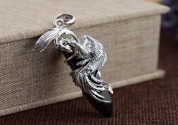 FNJ 925 Silver Phoenix Pendant 100 Pure S925 Solid Thai Silver Natural Black Stone Pendentids for Women Men Bijoux Faire 2103191561412