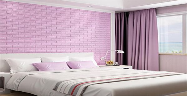 Tablero de espuma pegatinas de pared panel de PE autoadhesivo 3D patrón de ladrillo papel tapiz impermeable fregado habitación de niños decoración del dormitorio Stick5890590