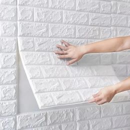 Pegatizas de pared impermeables de espuma para la pared 3D Decoración de la habitación Patrón de ladrillo Fondo