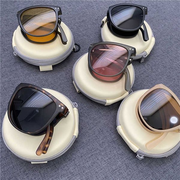 Gafas de sol focales plegables con colchón de aire para mujer nuevas gafas de sol polarizadas resistentes a los rayos UV de verano para hombre conducción moderna con cara redonda