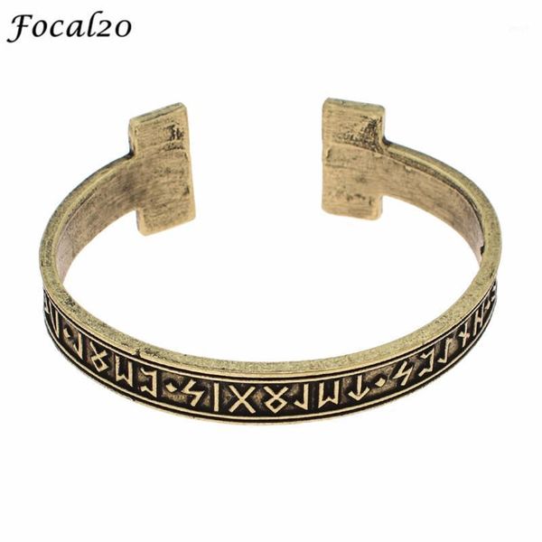 Focal20 à la mode Viking Rune Animal Bracelet ouvert Vintage couleur argent cuivre unisexe Bracelet bijoux pour hommes femmes