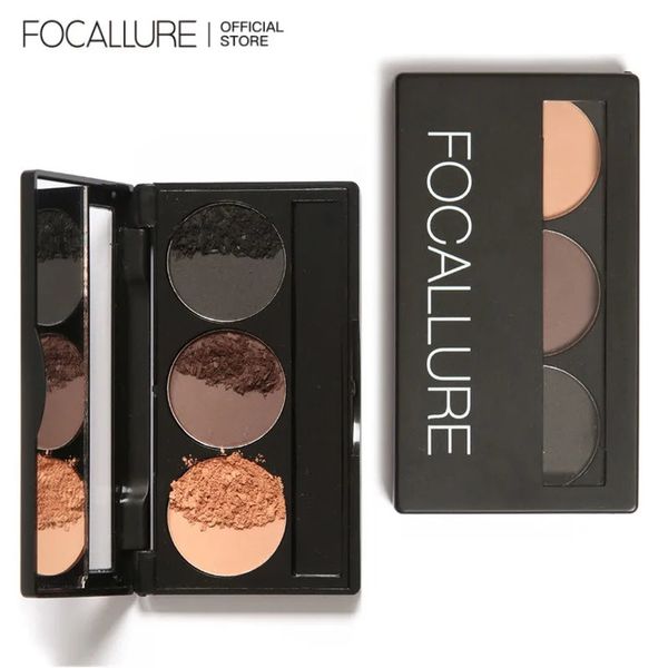 FOCALLURE 3 couleurs Palette de poudre à sourcils imperméable à l'eau longue durée pommade sourcils maquillage rehausseur de sourcils cosmétiques pour femmes 240116