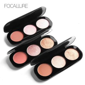 Focallure 3 in 1 zeer gepigmenteerde blusher Markeerstift Palet Matte en Shimmer Makeup 5 kleuren voor optie