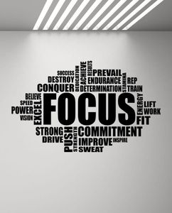 Focus Wall Decal Motivational Sign Gym Cita póster Fitness Sport Sticker de vinilo Inspirador Homegym Decor5550368