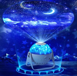 Centrando el proyector Led Night Light con altavoz Bluetooth Starry Sky Rotate Music Player Lámpara Colorida Star Kids Baby Regalo