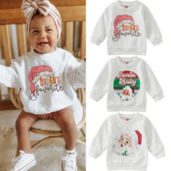 Focusnorm 0-3y Christmas Baby Girls Barbers Boys Lovely T-shirts Lettre / Père Père Pilt à manches longues imprimées Sweatshirt de Noël