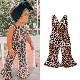 Focusnorm 0-3Y Lovely baby Babymeisjes Romper broek Luipaard Print Mouwloze backless jumpsuits Overalls 220525