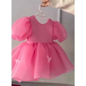 Focusnorm – robe de soirée princesse pour filles, en maille, manches courtes bouffantes, perles, fleurs, dentelle, Tulle, Tutu, 06 ans, 240228