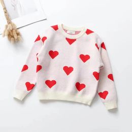 Focusnorm – pull à manches longues pour fille de 1 à 6 ans, pull en tricot, mignon, imprimé cœur, pour la saint-valentin, automne et hiver, 240103