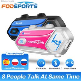 Fodsports 2 piezas M1-S Plus Casco Intercomunicador Motocicleta Bluetooth Auricular Intercomunicador inalámbrico BT5.0 Interfono FM Radio compartir música Q230830