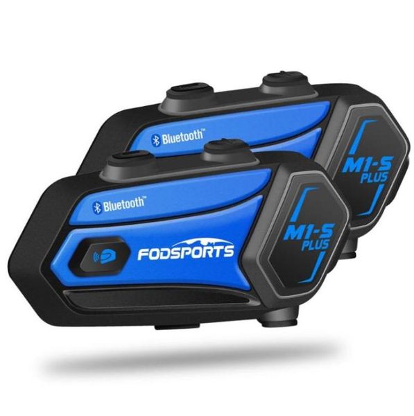 FODSPORTS 2 PCS M1S Plus Interphone Casque de moto Interphone Bluetooth Headset 8 Riders Wireless Interphone FM Music Sharing9887787