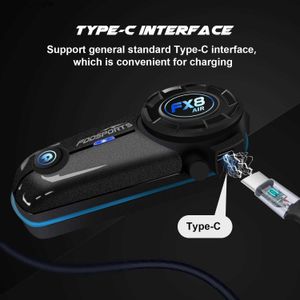 Fodsports FX8 AIR Intercomunicador de motocicleta Casco Auricular Bluetooth Interfono inalámbrico BT 5.0 con radio FM 3 sonidos Q230830