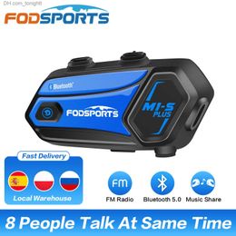 Fodsports M1-S Plus Casco de intercomunicación de motocicleta Auricular Bluetooth 8 jinetes 2000M Comunicador de interfono Radio FM Compartir música Q230830