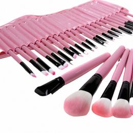 foeonco outils de maquillage professionnels 32 pcs pinceaux de maquillage couleur en bois avec sac en cuir cosmétiques maquillage kits R4nM #