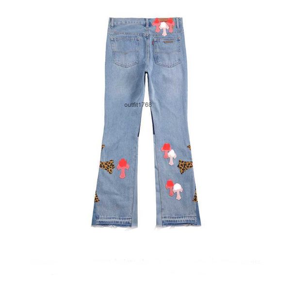 Fog High Street VTG Vintage haut-parleur patchwork Leopard Imprimé rose cross lâche jeans pour hommes et femmes