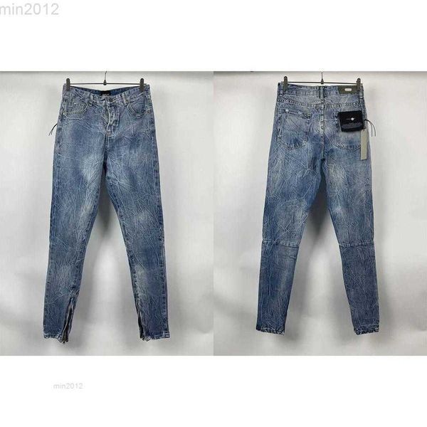 Jeans de brouillard Jeans de créateur Saison 5 Jeans d'eau bleus lavables pour hommes Tube droit Mesh Red Street Ripple High Grade