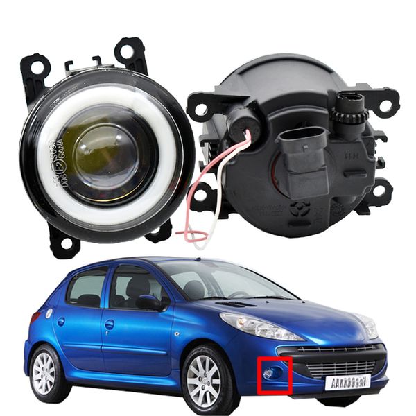 Luz antiniebla, 2 uds., lámpara para parachoques delantero, estilo Angel Eye, lente LED 12v H11 con para Peugeot 206 T3E 2009-2012