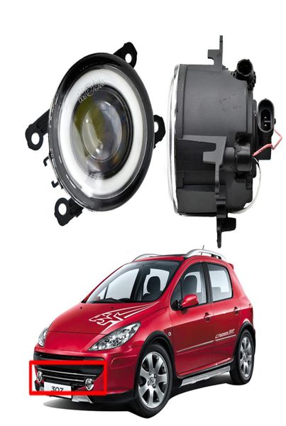 Luz antiniebla, par de luces de circulación diurna de alta calidad, LED, estilo Ojo de Ángel con para Peugeot 3072392658